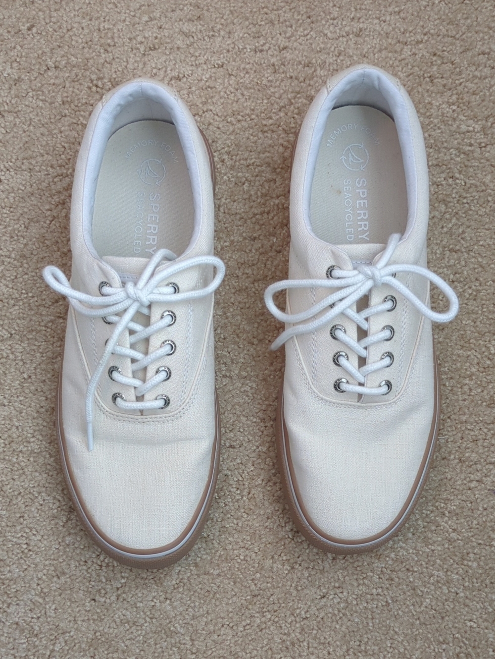 Sperry Cream Canvas Slip-On Sneakers